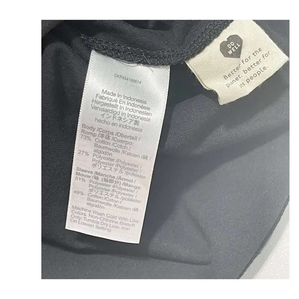 Madewell Striped Sheer Puff Sleeve Knit T-Shirt Crewneck Short Sleeve Black XS